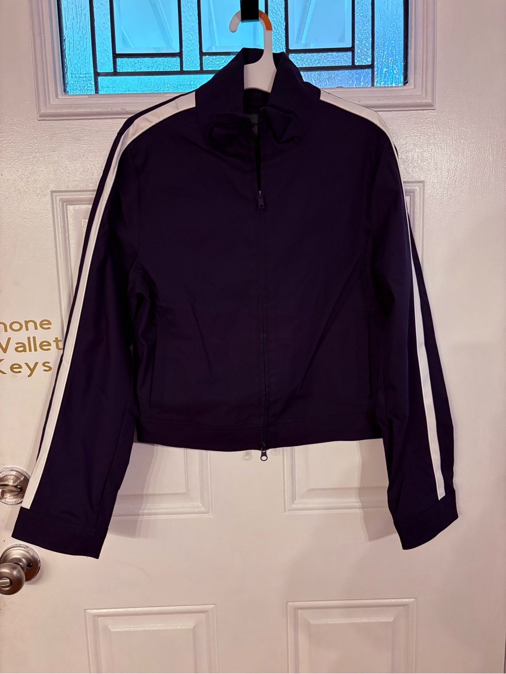 Target Women's Navy Jacket with White Stripe Detail